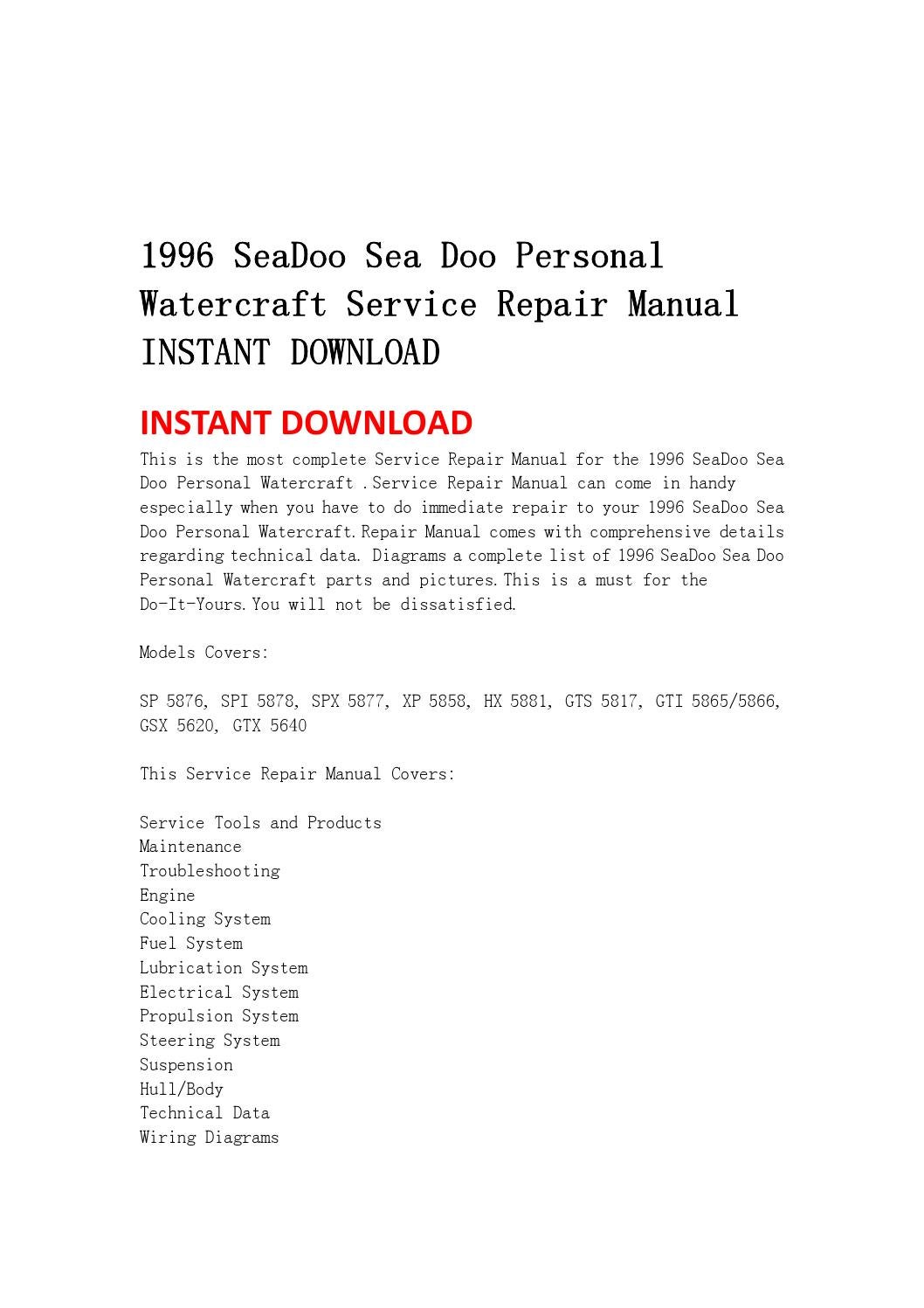 2013 sea doo shop manual