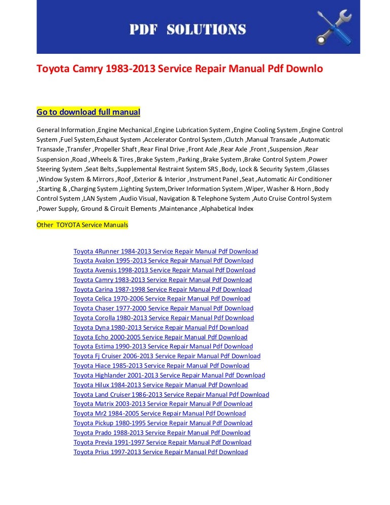 toyota camry 2004 service manual pdf