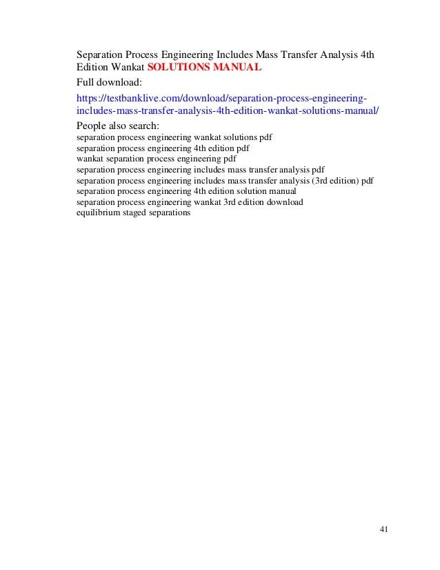 separation process engineering wankat 4th edition solutions manual pdf